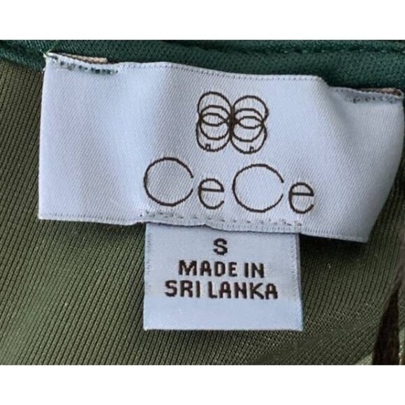 CeCe Womens Blouse Top Small S Green Velvet Short Sleeve High Neck Stretch New - Picture 5 of 6